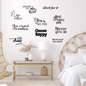 10 Pcs Vinyl Wall Quotes Stickers Inspirational Wall Decals Inspirational Saying Home Decals for Walls Peel Stick Motivational Decor Positive Wall Sticker for Office Classroom Teen Dorm Bedroom