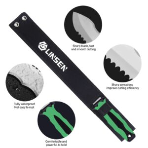 PAXLINSEN Stainless Steel Garden Knife with 11" Blade with New Handle, Double Side Utility Sod Cutter Lawn Repair Garden Knife with Nylon Sheath (GREEN)