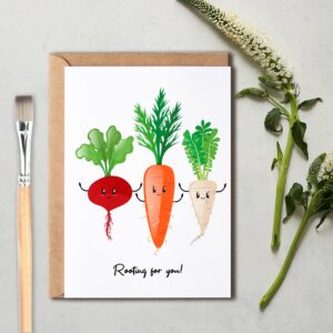 OystersPearl Rooting For You Good Luck Card Congratulations Card Vegetable Card Food Pun Card - Vegetable Card - Cute Memory Card - Cute Birthday Card