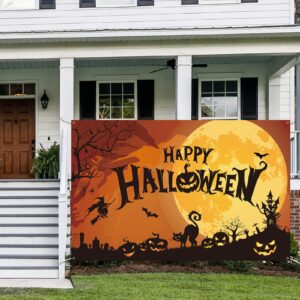 Halloween Backdrop Banner, Extra Large Full Moon Halloween Background Banner, Halloween Party Party Decoration, Halloween Photo Booth Shoot Props Backdrop for Indoor Outdoor Home Garden Decor