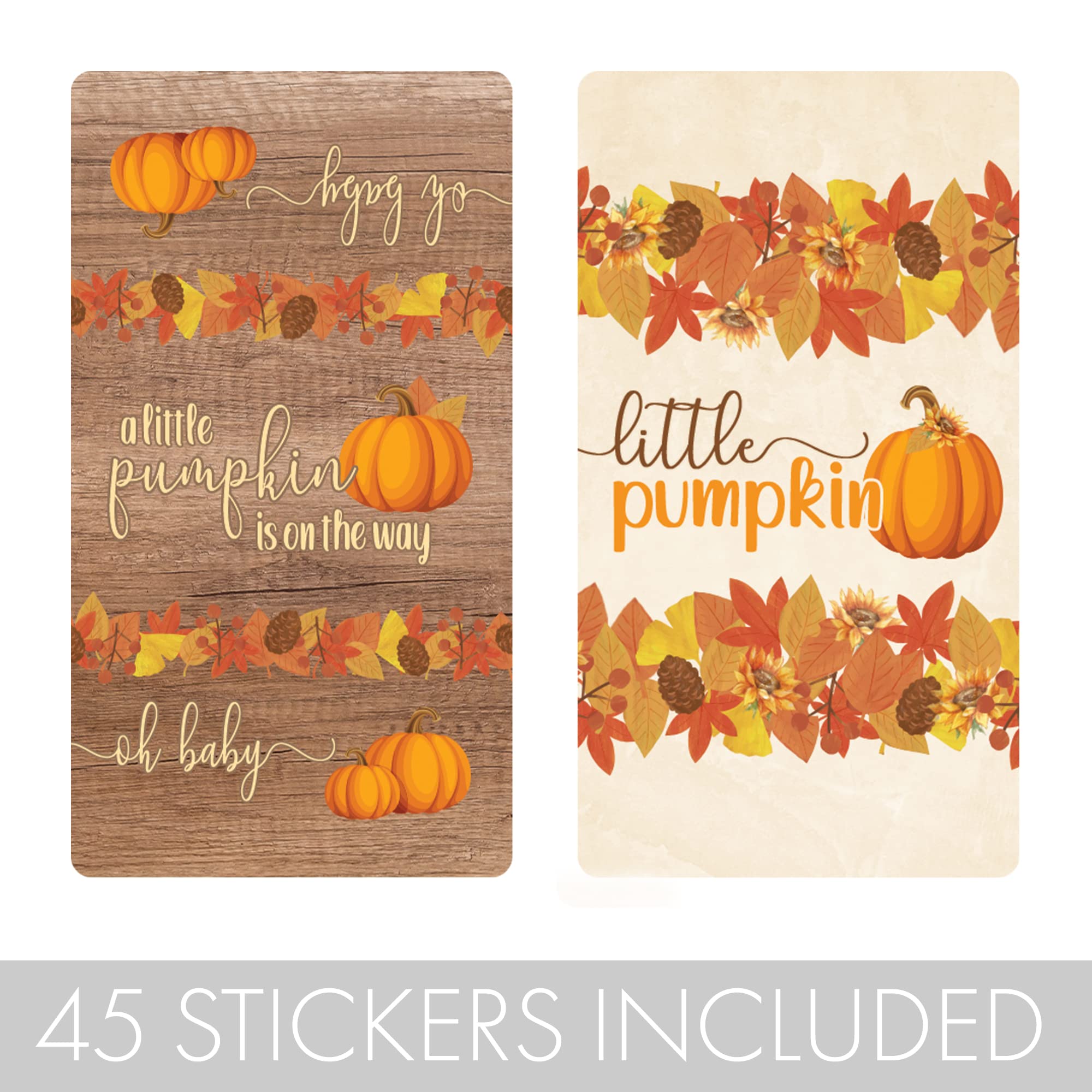 Rustic Fall Little Pumpkin Baby Shower Mini Chocolate Candy Bar Wrappers, Fall Baby Shower Party Favor Stickers - 45 Count