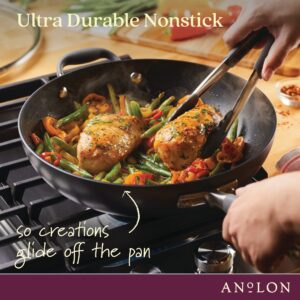 Anolon Advanced Home Hard Anodized Nonstick Frying/Saute/All Purpose Pan with Lid and Helper Handle, 12 Inch, Moonstone Dark Gray