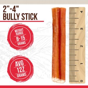 Best Dog Chews Bully Sticks Bites - 100% All Natural for Dogs Grain and Rawhide Free Beef Chews, Grass-Fed Promotes Joint & Dental Health For All Breed Sizes Dogs and Puppies - 2-4 Inch Odd Shapes 8oz