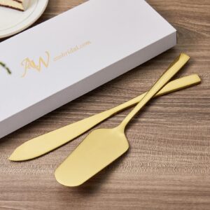 AW BRIDAL Gold Wedding Cake Knife and Server Set, Cake Cutting Set Pie Pastry Servers for Parties Events Bridal Shower Anniversary Engagement Gifts