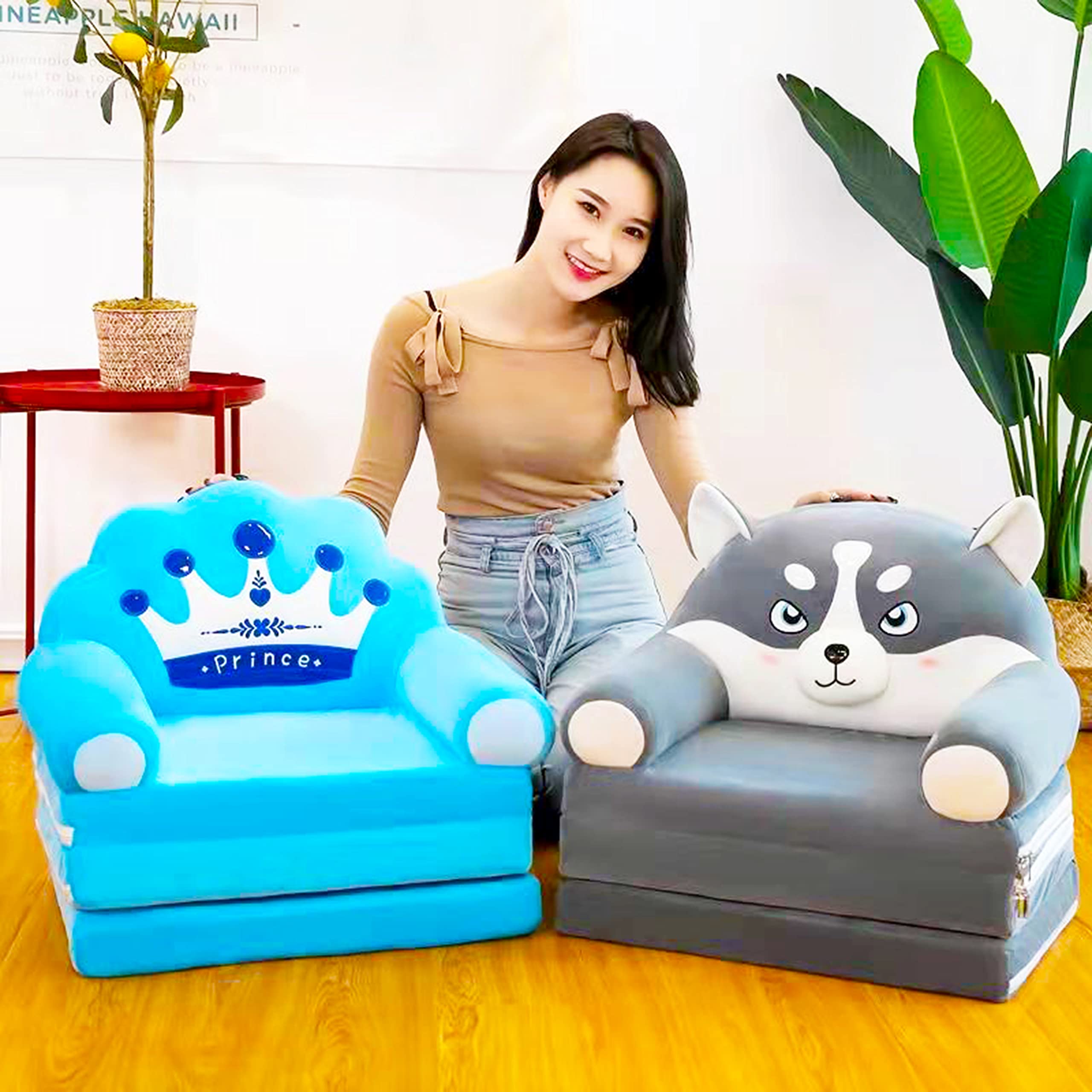 ALSWIG Three Layers of Folding Kids Sofa/Children Sofa/Lazy Sofa/Armchair Flip Open Plush Foldable Mini Sofa Softtoy Cute Cartoon QK-123 QK-123