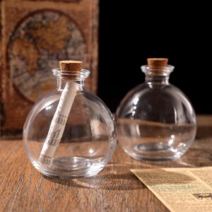 Magic Season Decorative Glass Bottles with Cork Stoppers (9 fl oz. Potion Bottles / 6 Pcs)