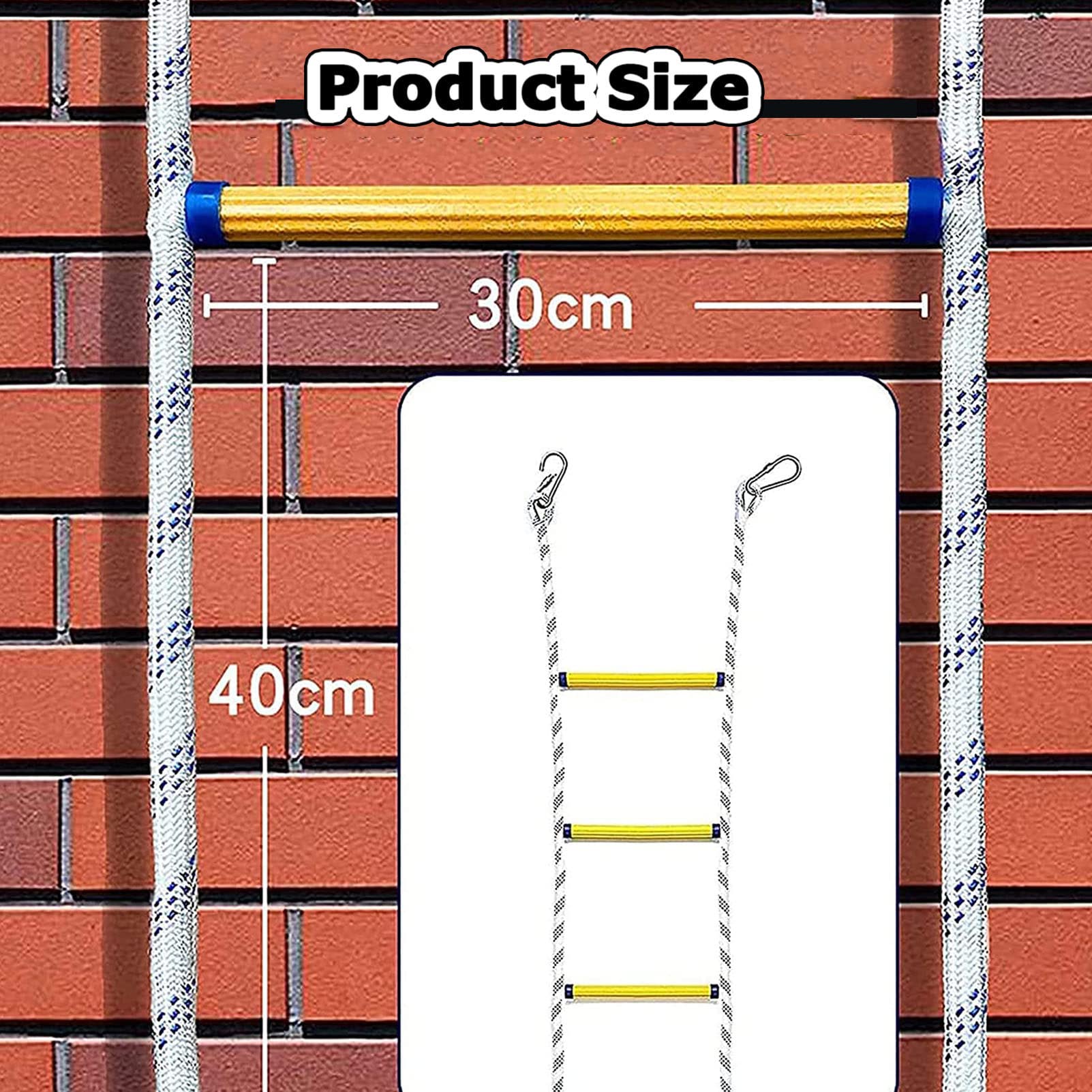 ANUU Emergency Fireproof Rescue Ladder, Climbing Rope Ladders Fire Escape 2-8 Story Homes, Fire Escape Ladder for Emergencies, Heavy Multifunctional Ladder,98FT/30M