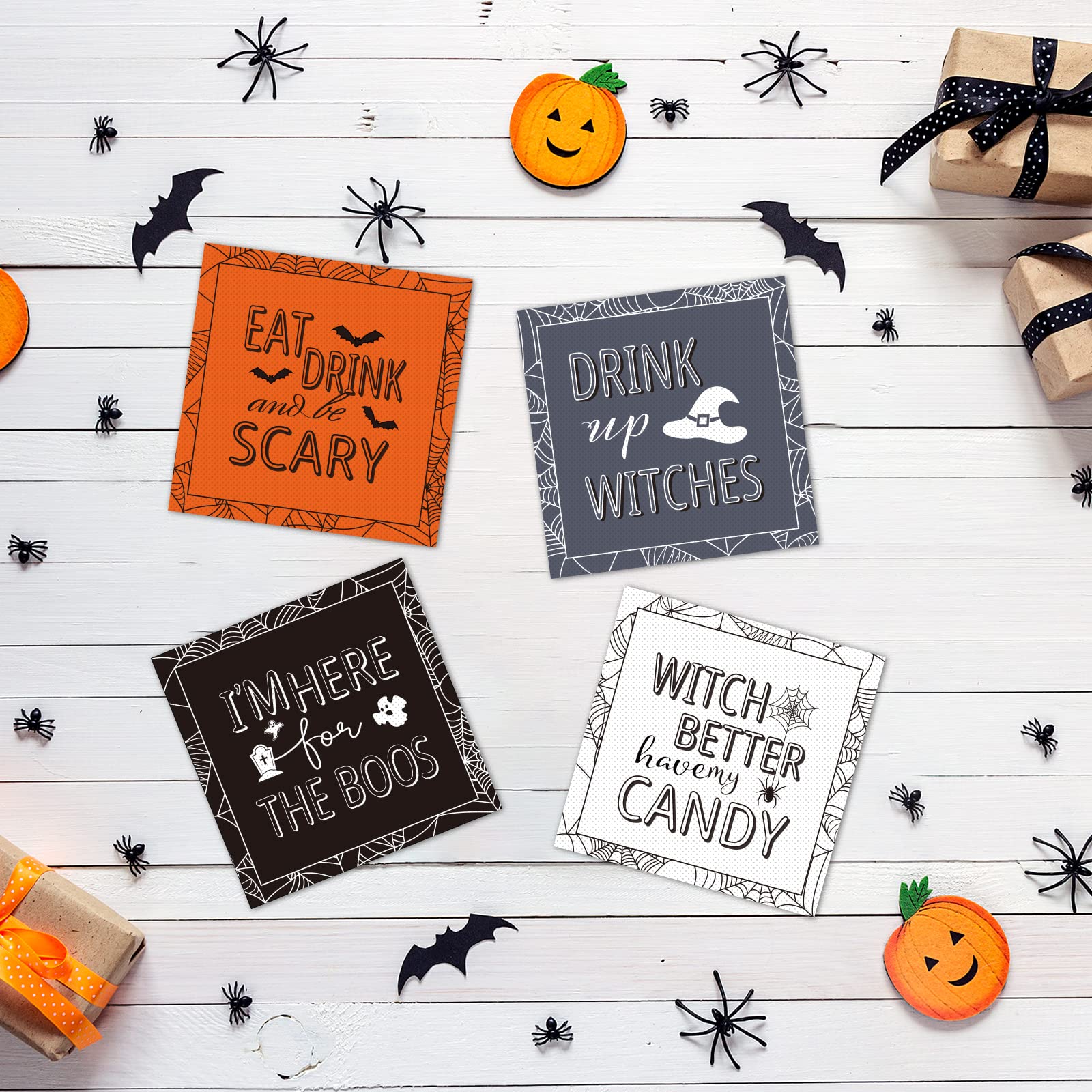 48pcs Halloween Napkins Witch Party Supplies Disposable Halloween Paper Drinks Napkins Set for Birthday Halloween Spooky Party