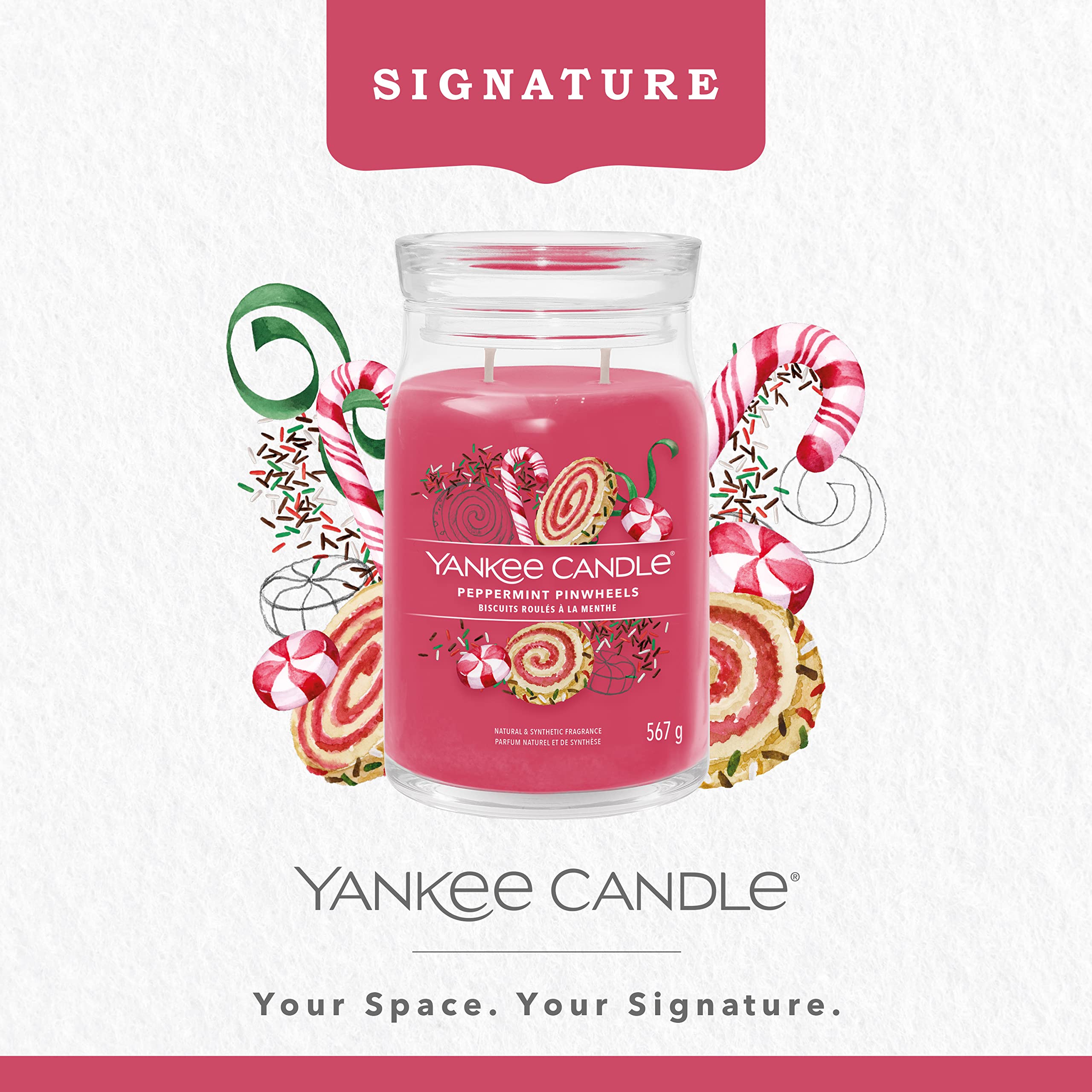 Yankee Candle Signature Scented Candle | Peppermint Pinwheels Large Jar Candle with Double Wicks | Soy Wax Blend Long Burning Candle