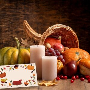 Fall Thanksgiving Table Place Card, 25 Pcs Tent Style Cards Set with Pumpkin and Maple Leaf, Editable Name Cards for Table Seating, Scored for Easy Folding, Food Lables for Autumn Party (02)