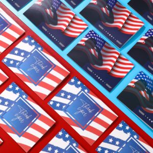 Crtiin 130 Pcs Patriotic Blank Note Cards with Envelopes American Flag White Greeting Cards 4th of July Thank You Cards Envelopes Bulk Red White Blue Sticker Seals Party Essentials for Veterans Day