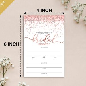 mermermu Bridal Shower Invitation Cards with Envelopes - Pink Rose Gold Fill in The Blank Bridal Shower Cards, For Weddings, Engagement, Party and Receptions Supplies, 25 Invites With Envelopes - 003