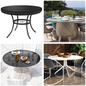 Kovshuiwe Round Outdoor Patio Furniture Covers 41.7" Dia x 4" H Black,Garden Table Cover Round,Garden Furniture Cover Fitted Round Outdoor and Indoor Use, Waterproof Table Cover, 600D Oxford Fabric