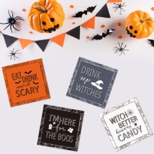 48pcs Halloween Napkins Witch Party Supplies Disposable Halloween Paper Drinks Napkins Set for Birthday Halloween Spooky Party