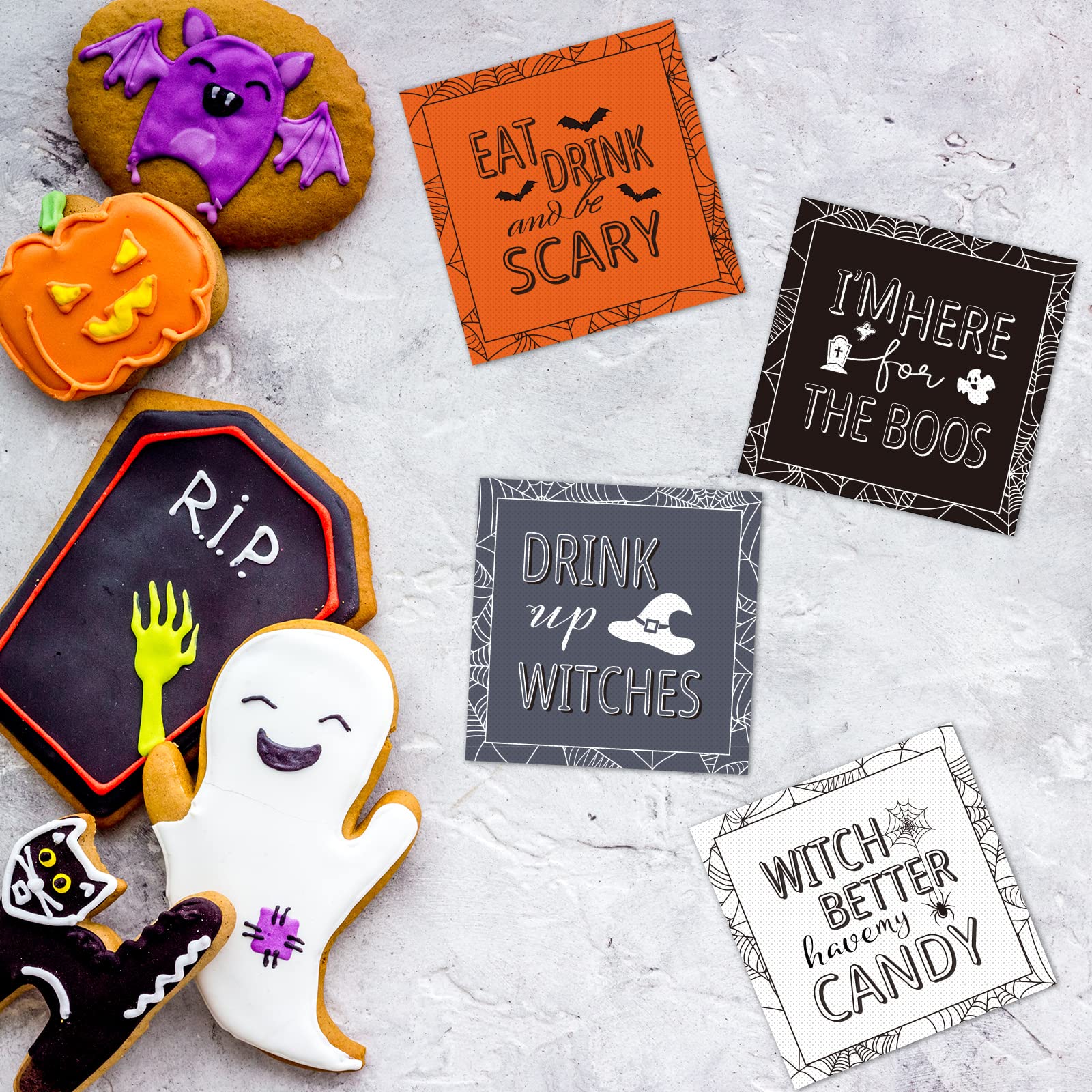 48pcs Halloween Napkins Witch Party Supplies Disposable Halloween Paper Drinks Napkins Set for Birthday Halloween Spooky Party