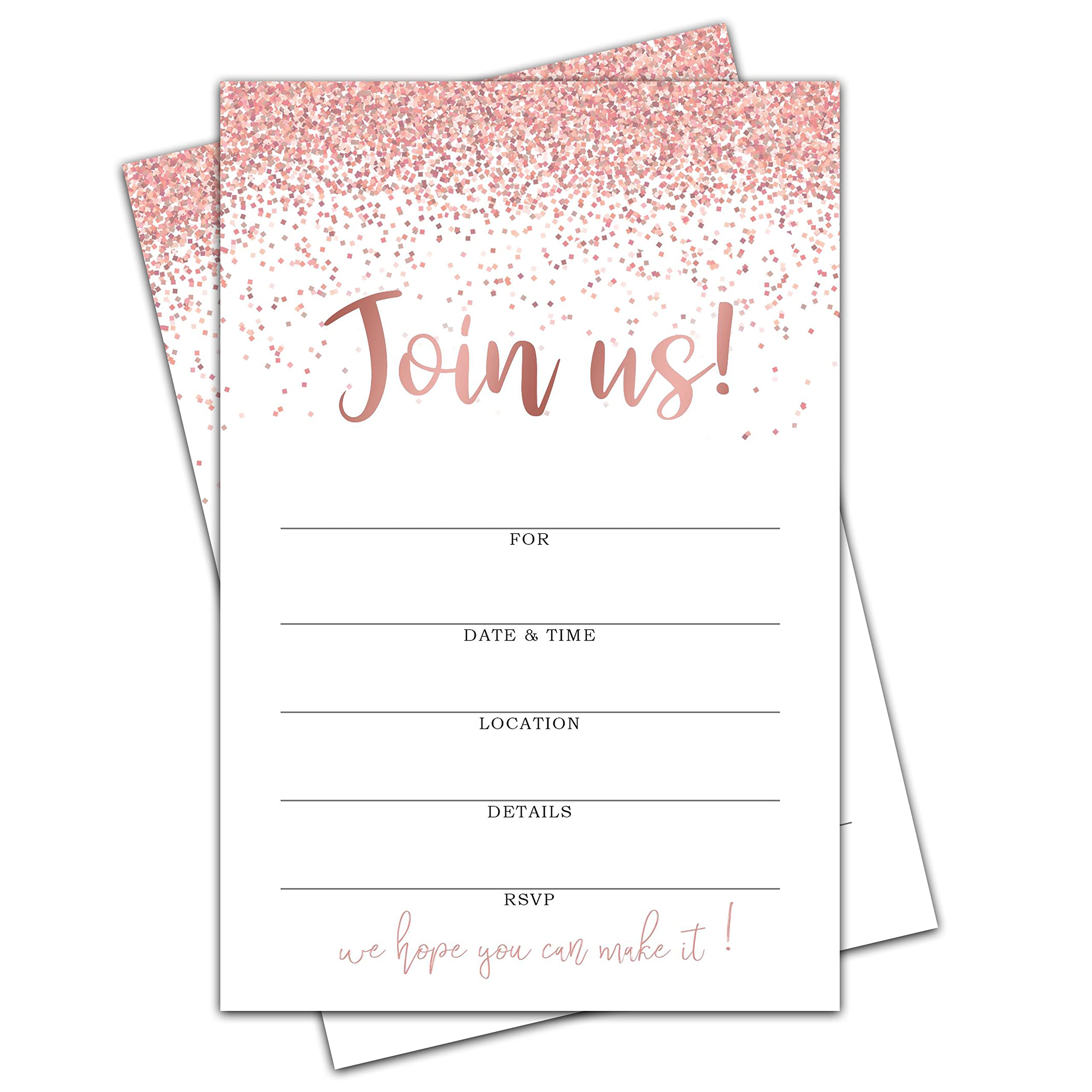 mermermu Join Us Invitations with Envelopes - Pink Rose Gold All Occasion Invitations For Bridal or Baby Shower, Wedding, Engagement, Birthday, Anniversary, 25 Invites With Envelopes - 003JOIN