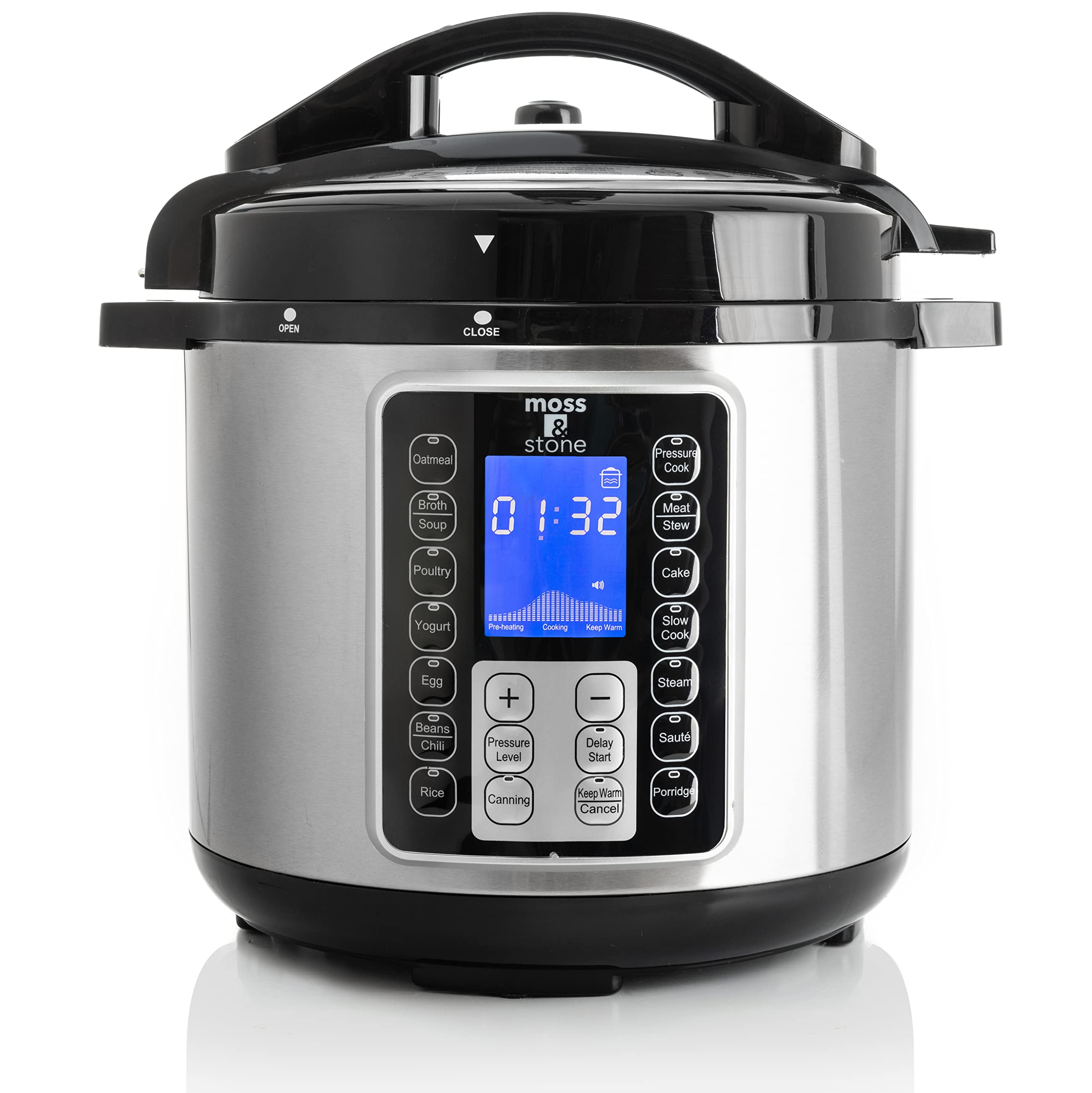 Moss & Stone Electric Pressure Cooker with Large LCD Display, Multi-Use 6 Quart Electric Pot, 14 in 1 Slow Cooker, Rice Cooker, Steamer Maker, Sauté, Yogurt Maker, Egg Cooker, Warmer & More