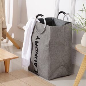 More Décor Grey Foldable Laundry Hamper With Sturdy Handles - Portable Laundry Bag - Material Oxford Cloth - Large Capacity