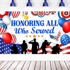 large 71" x 43" veterans day banner, veterans day decorations, honoring all who served veterans day banner, thank you veterans banner for veterans day party