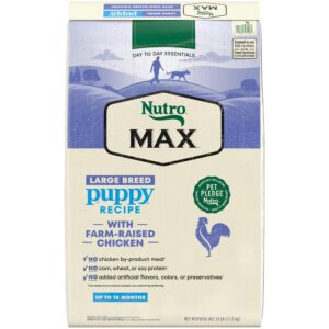 nutro max large breed puppy dry dog food with farm-raised chicken, 25 lb. bag