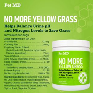 Pet MD Lawn Aid Chews - No More Yellow Spots Dog Urine Neutralizer for Lawn - pH-Balancing Helps Prevent Dog Pee from Killing Grass - Enhanced with Digestive Probiotics for Dogs & Puppies - 120 ct