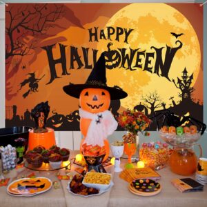 Halloween Backdrop Banner, Extra Large Full Moon Halloween Background Banner, Halloween Party Party Decoration, Halloween Photo Booth Shoot Props Backdrop for Indoor Outdoor Home Garden Decor