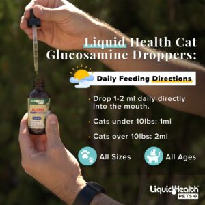 LIQUIDHEALTH 2 Oz Cat Liquid Glucosamine Dropper Small Dog Dropper Chondroitin Joint Purr-Fection, Small Canine Puppies Hip and Joint Health Relief Support, Feline Droppers, Senior Older Cats Kittens