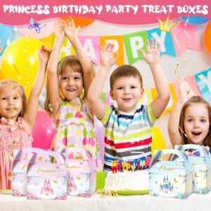 Princess and Prince Treat Boxes Pink Princess Boxes Blue Prince Castle Gift Boxes Little Princess Crown Goodie Boxes Royal Prince Cardboard Boxes for Boy Girl Birthday (Prince and Princess, 24 Pcs)