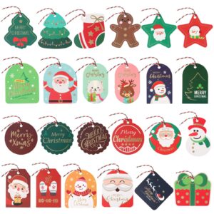 christmas gift tags with string, 72pcs christmas tags for gifts, gift tags for christmas presents, gold foil colorful xmas gift tags for diy christmas holiday gift wrapping and label packaging