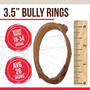 Best Dog Chews Bully Stick Rings for Dogs 100% Natural Bulk Dog Dental Treats & Healthy Chew, Best Thick Low-Odor Pizzle Stix, Free Range & Grass Fed Beef for All Breed Sizes - 4 Inch - 6 Count