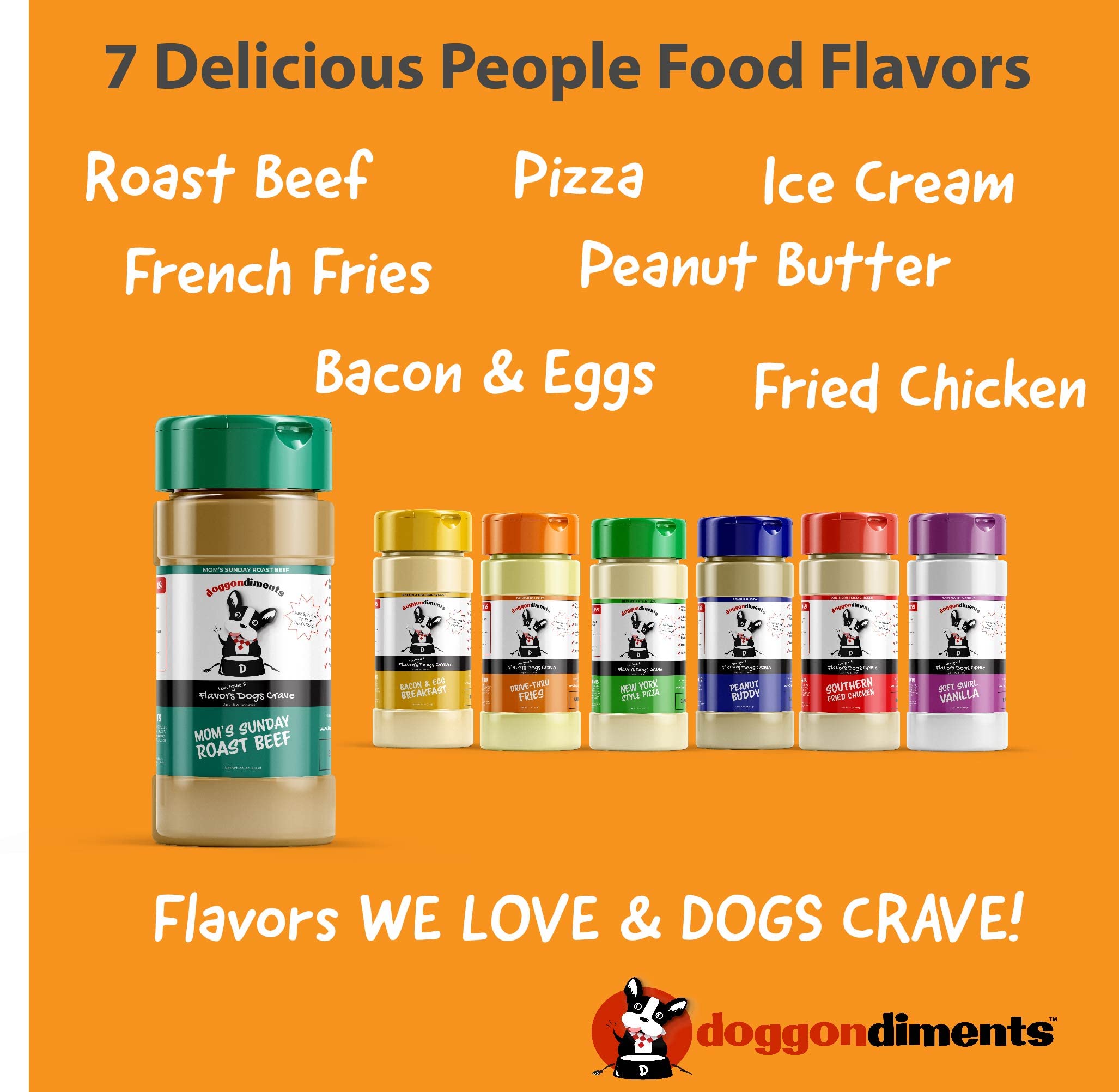 Doggondiments Mom's Sunday Roast Beef Dog Food Topper, Fun People Food Flavors, Made in USA