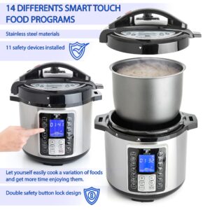 Moss & Stone Electric Pressure Cooker with Large LCD Display, Multi-Use 6 Quart Electric Pot, 14 in 1 Slow Cooker, Rice Cooker, Steamer Maker, Sauté, Yogurt Maker, Egg Cooker, Warmer & More