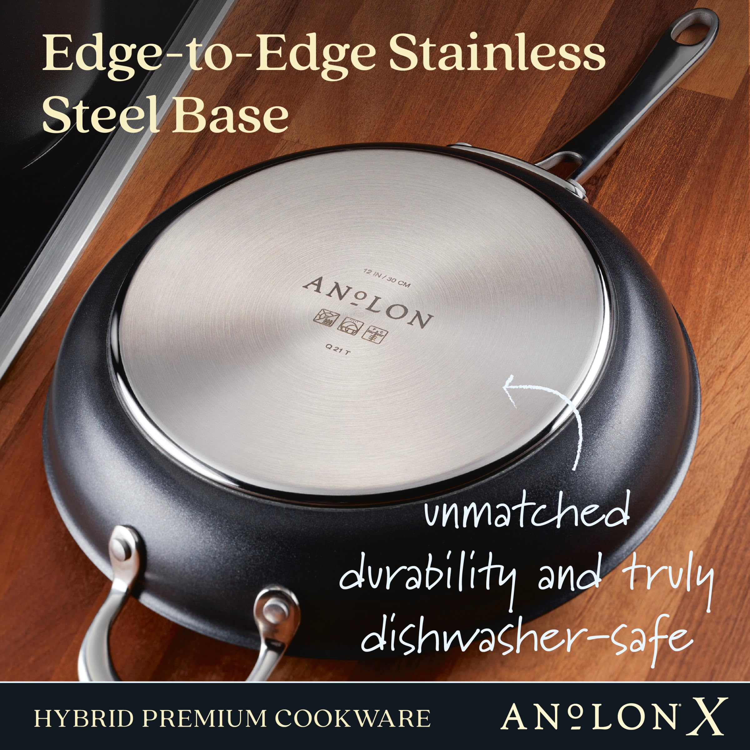 Anolon X Hybrid Nonstick Induction Frying Pans/Skillet Set, 10 Inch and 12 Inch, Dark Gray