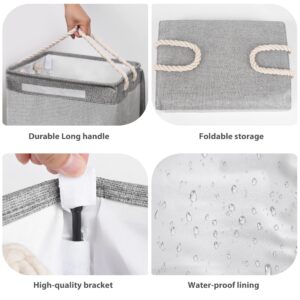 GZMXM Large Laundry Hamper 75L Tall Collapsible Laundry Basket with Lid and Removable Bag Foldable Dirty Clothes Hamper with Rope Handles Durable Storage Basket Clothing and Toys Organization-Grey