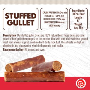 Best Dog Chews Stuffed Gullet Stick - 100% Natural Delicious and Protein Rich Dog Beef Jerky Treats and Chews - Fully Digestible - Promotes Joint & Dental Health for All Breed Sizes - 6 inch(6 Count)