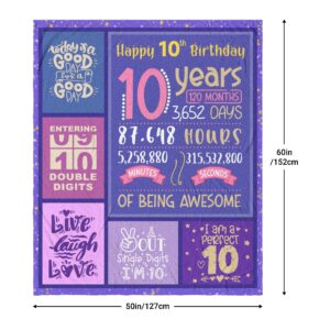 Gifts for 10 Year Old Girl - 10th Birthday Decorations for Girl - Gift for 10 Year Old Girl - 10 Year Old Girl Gift Ideas - 10 Year Old Girl Birthday Gifts Throw Blanket 60 x 50 inch