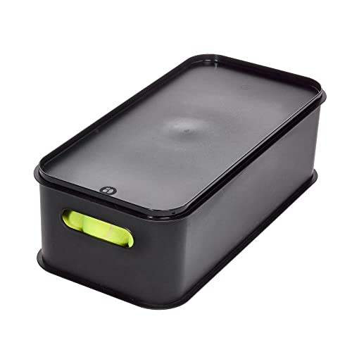 iDesign Recycled Plastic Bin with Lid and Handles – Ideal for Garage Organization and Storage, 8.4” x 16.9” x 5”, Matte Black