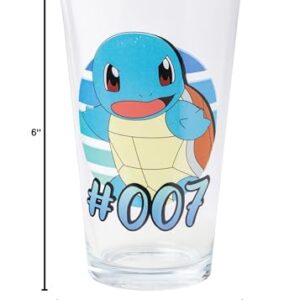 Silver Buffalo Pokemon Original Starters Charmander, Squirtle, Bulbasaur, and Pikachu 4pc. Pint Glass Set, 16 Ounces