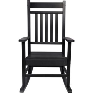 Shine Company Berkshire Outdoor Resin Rocking Chair with High Back, All Weather Heavy-Duty HDPE Poly Plastic Rocker for Patio, Porch, Lawn, Garden, Black