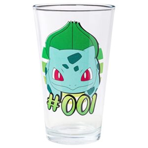 Silver Buffalo Pokemon Original Starters Charmander, Squirtle, Bulbasaur, and Pikachu 4pc. Pint Glass Set, 16 Ounces