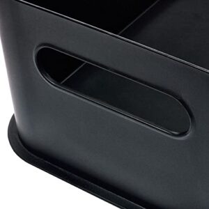 iDesign Recycled Plastic Bin with Lid and Handles – Ideal for Garage Organization and Storage, 8.4” x 16.9” x 5”, Matte Black