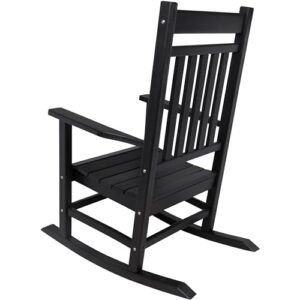 Shine Company Berkshire Outdoor Resin Rocking Chair with High Back, All Weather Heavy-Duty HDPE Poly Plastic Rocker for Patio, Porch, Lawn, Garden, Black