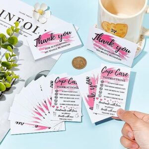 ‎PLIGREAT Tumbler Cup Cards, Double Sided Tumbler Care Instructions Cards Cups Care Cards Pink Thank You Card Customer Direction Cards for Mugs Online Shop Owner Gift Package Insert Card (120 Pack)