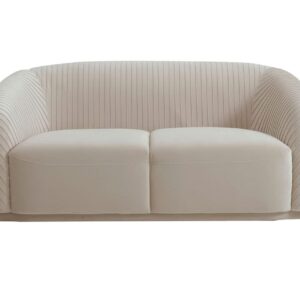 TOV Furniture Yara 31.3" H Velvet & Pine Wood Loveseat in Pleated Beige