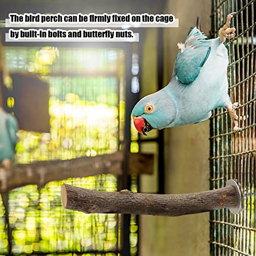 CZWESTC 8 Pieces Natural Wood Bird Perch Wooden Parrot Perch Stand Fork Toys Hanging Multi-Branch Perch Platform Hammock Swing Toy for Macaws, Small Parakeets, Conures, Budgies, Finches