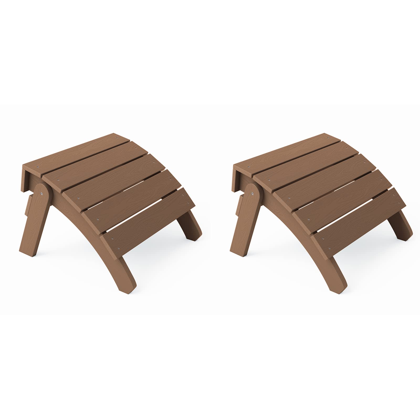 YEFU Adirondack Ottoman, Patio Foot Rest, Adirondack Foot Rest (2-Piece Folding Adirondack Ottoman, Teak)