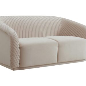 TOV Furniture Yara 31.3" H Velvet & Pine Wood Loveseat in Pleated Beige