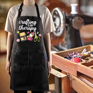 WZMPA Crafting Apron With Pocket Craft Lover Gift Crafting Is My Therapy Crafter Adjustable Tool Apron For Hand Crafting (Crafting Therapy apron)