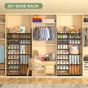 Kottwca Large Shoe Rack Organizer, 4 Row 8 Tier Shoe Storage Shelf for Closet Entryway Garage, Metal Free Standing Shoe Holder for 62-66 Pairs of Shoes, Sturdy Stackable Shoe Stand for Bedroom