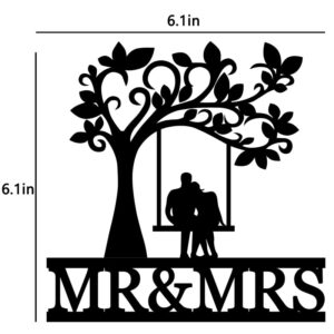 Yuezoloz Funny Wedding Cake Topper,The Bride and Groom Sitting in Swing Under Tree Wedding Cake Topper,Mr and Mrs Wedding Cake Topper, Romantic Wedding Shower/Anniversary Cake Topper (Tree & Swing)